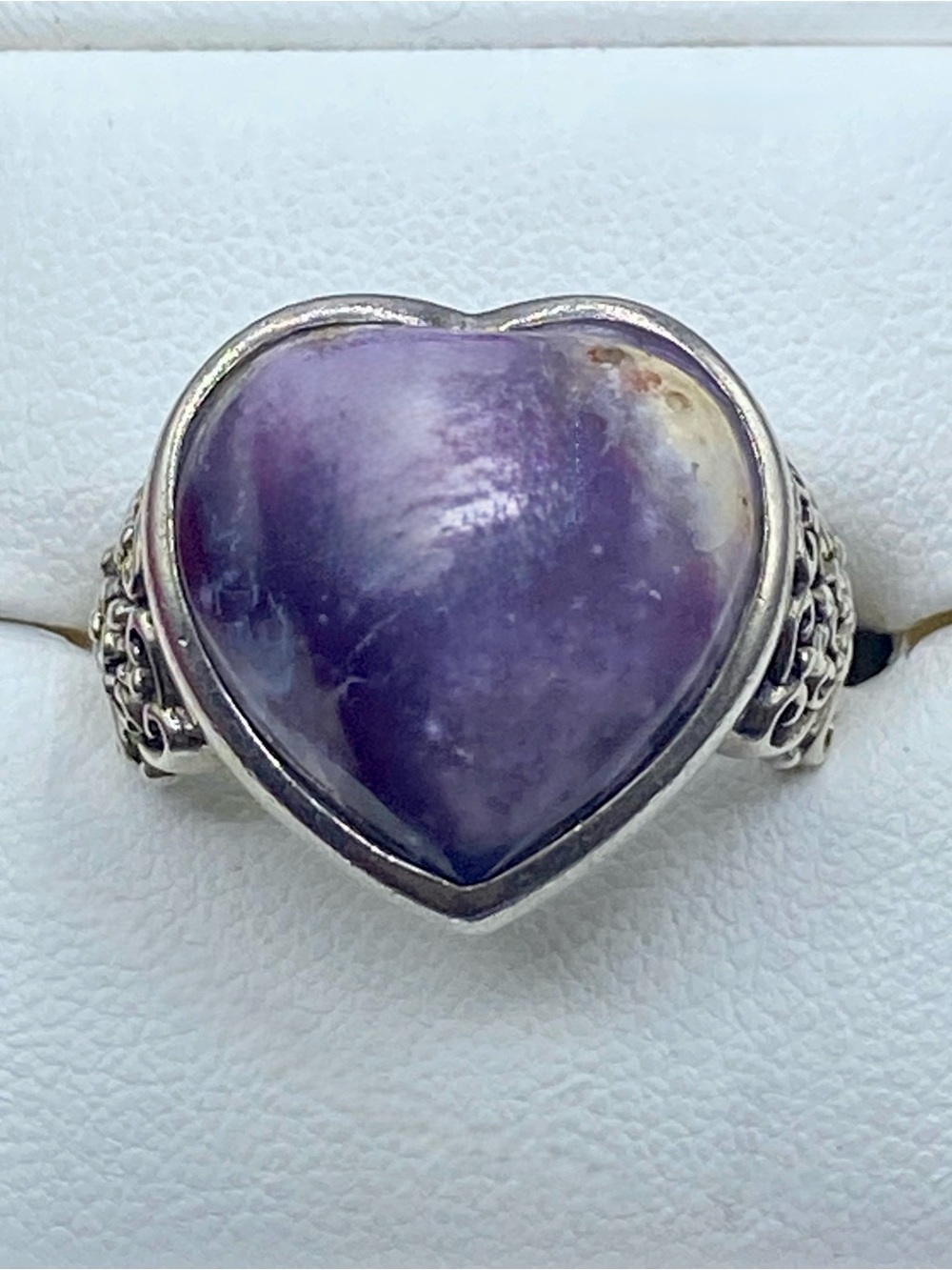 Sterling Silver BBJ Purple Stone Heart Ring